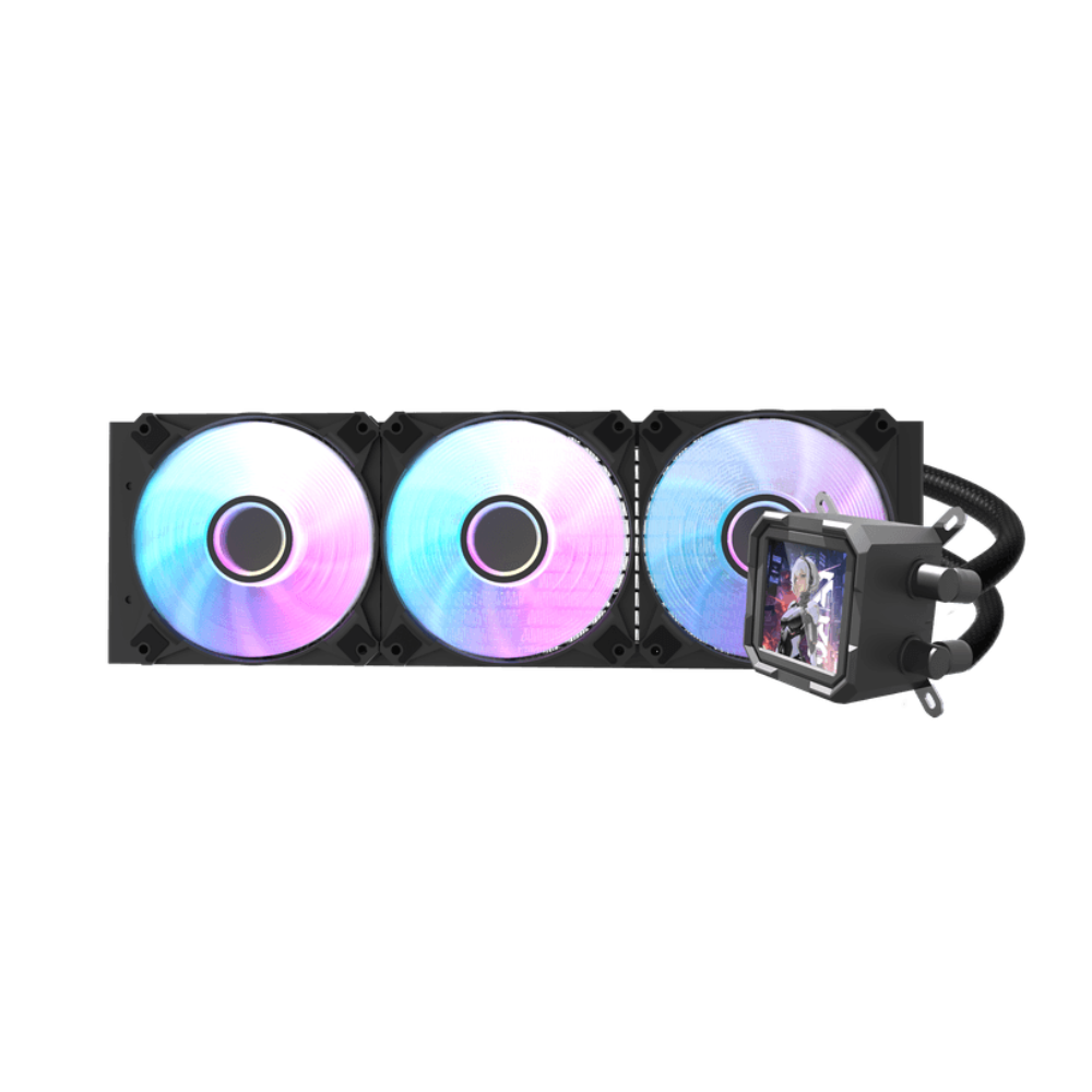 Water Cooler Triple Fan Darkflash Hydro Black ARGB 360mm C/ Visor LCD  (Intel/AMD) Preto - DV-360S