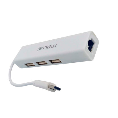 Adaptador USB Tipo C Para RJ-45 + 3 USB 2.0 It Blue - LE-5575
