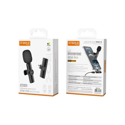 Microfone Sem Fio Wireless Lapela Lightning aGold - MCF-02