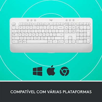 Teclado Sem Fio Logitech Signature K650 Branco C/ Apoio para as Maos - 920-010965