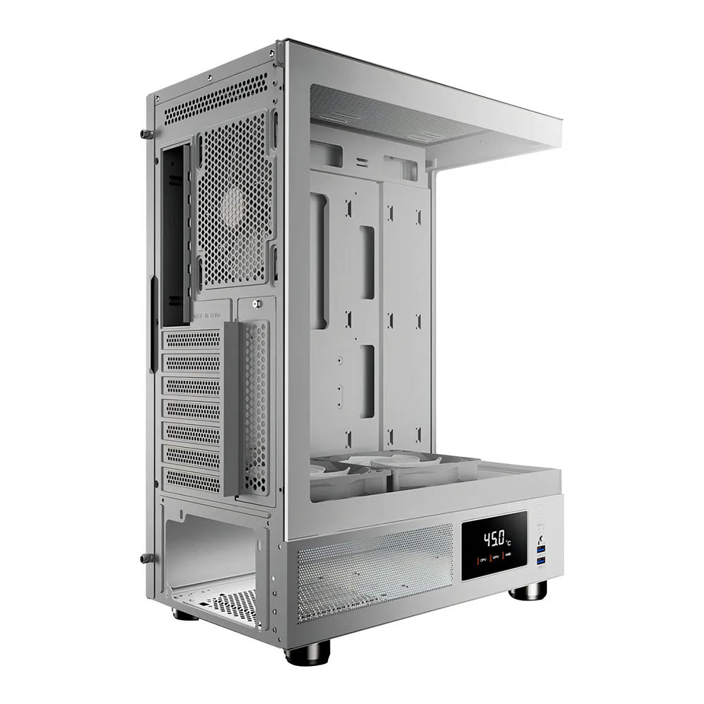 Gabinete Gamer Gamdias Mid Tower Atlas E1 WH Branco Com Lateral em Vidro Temperado +3 Fans ARGB