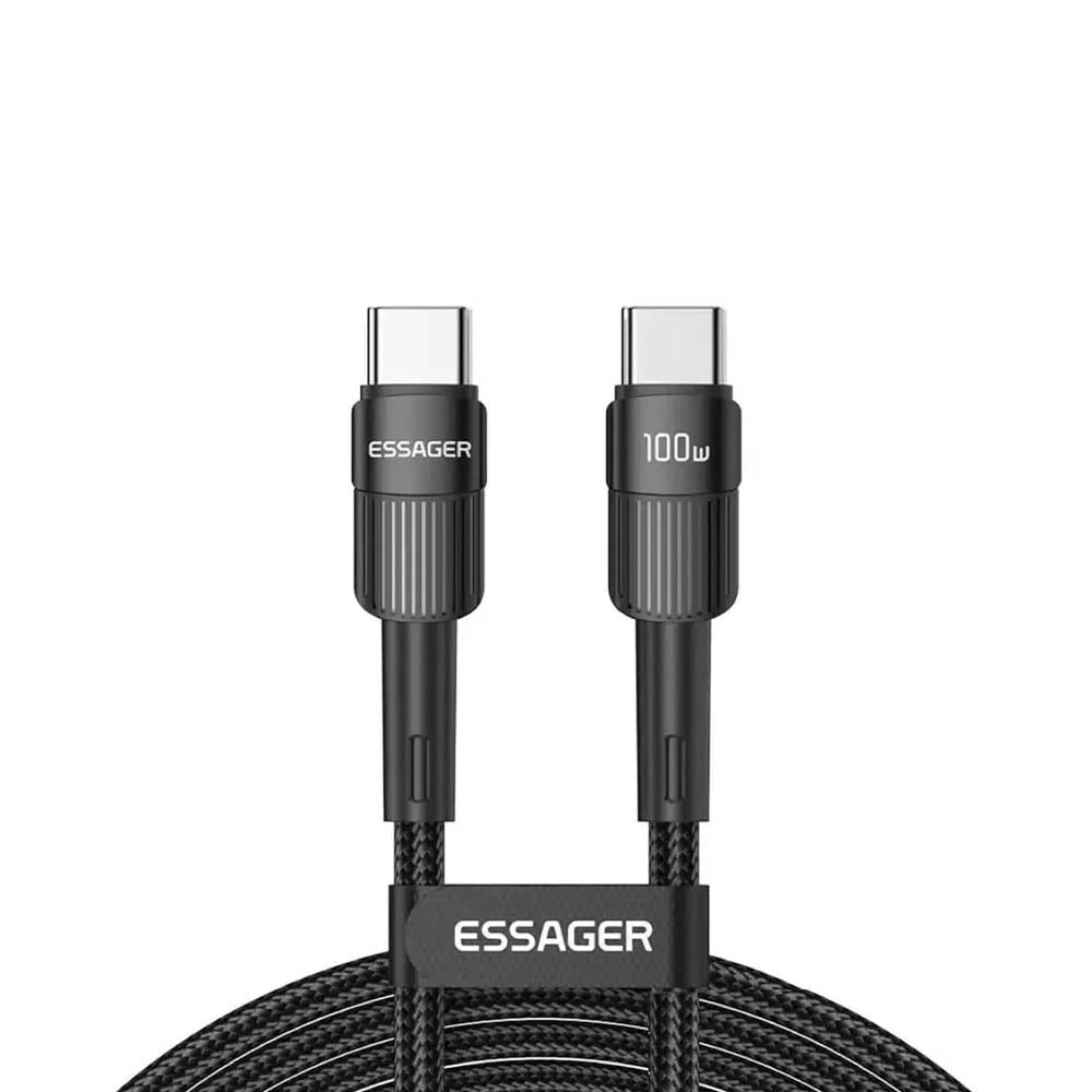 Cabo de Dados USB-C Essager 100w 2.0mt Nylon Preto - EXCTT1-XCA01