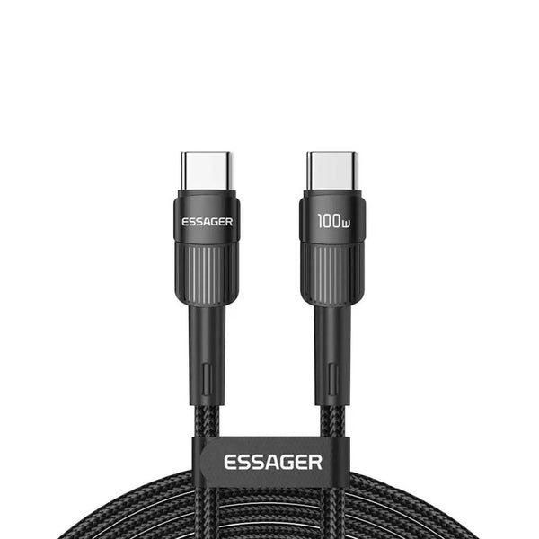 Cabo de Dados USB-C Essager 100w 2.0mt Nylon Preto - EXCTT1-XCA01