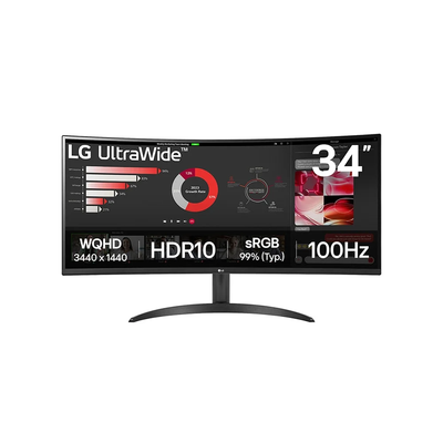 Monitor Led 34 Pols UltraWide Curvo LG QuadHD 2K 100Hz Hdmi/Displayport - 34WR50QK-B.AWZM