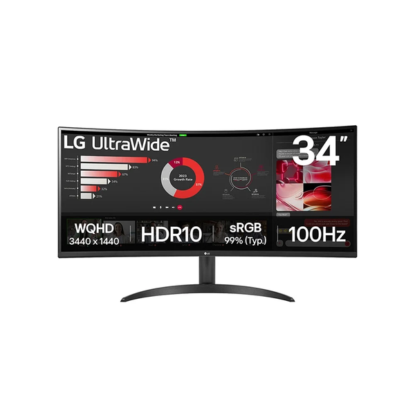 Monitor Led 34 Pols UltraWide Curvo LG QuadHD 2K 100Hz Hdmi/Displayport - 34WR50QK-B.AWZM
