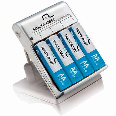 Carregador De Pilhas Multilaser C/ 4 Pilhas AA - Cb054