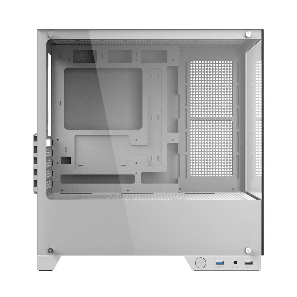 Gabinete Gamer PCYes Mid Tower Forcefield TWR White Ghost Branco Com Lateral e Frente em Vidro Temperado - GFFTWRWG