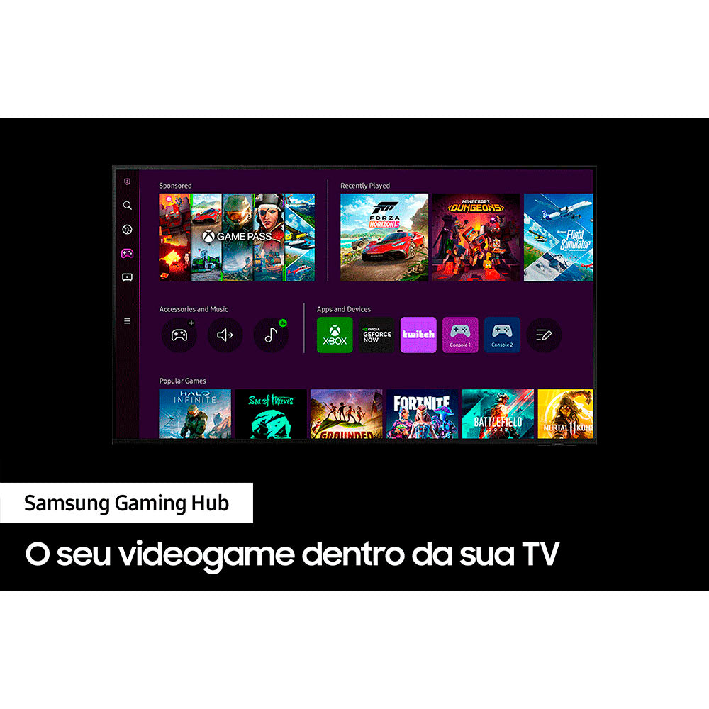 Smart TV Led Samsung 55" UHD 4K Wi-fi Bluetooth USB HDMI Gaming Hub 3 em 1 Tizen - 55CU7700