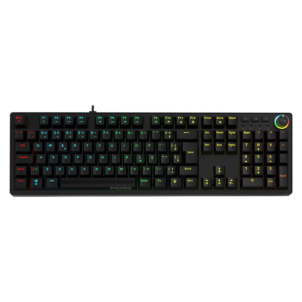 Teclado Gamer Mecanico PCYes Zecky Switch Blue Led Rainbow Black Vulcan - PTZKBVBL