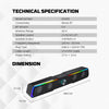 Caixa De Som Gamer Fantech Estéreo Beat Bar RGB Preta - GS305