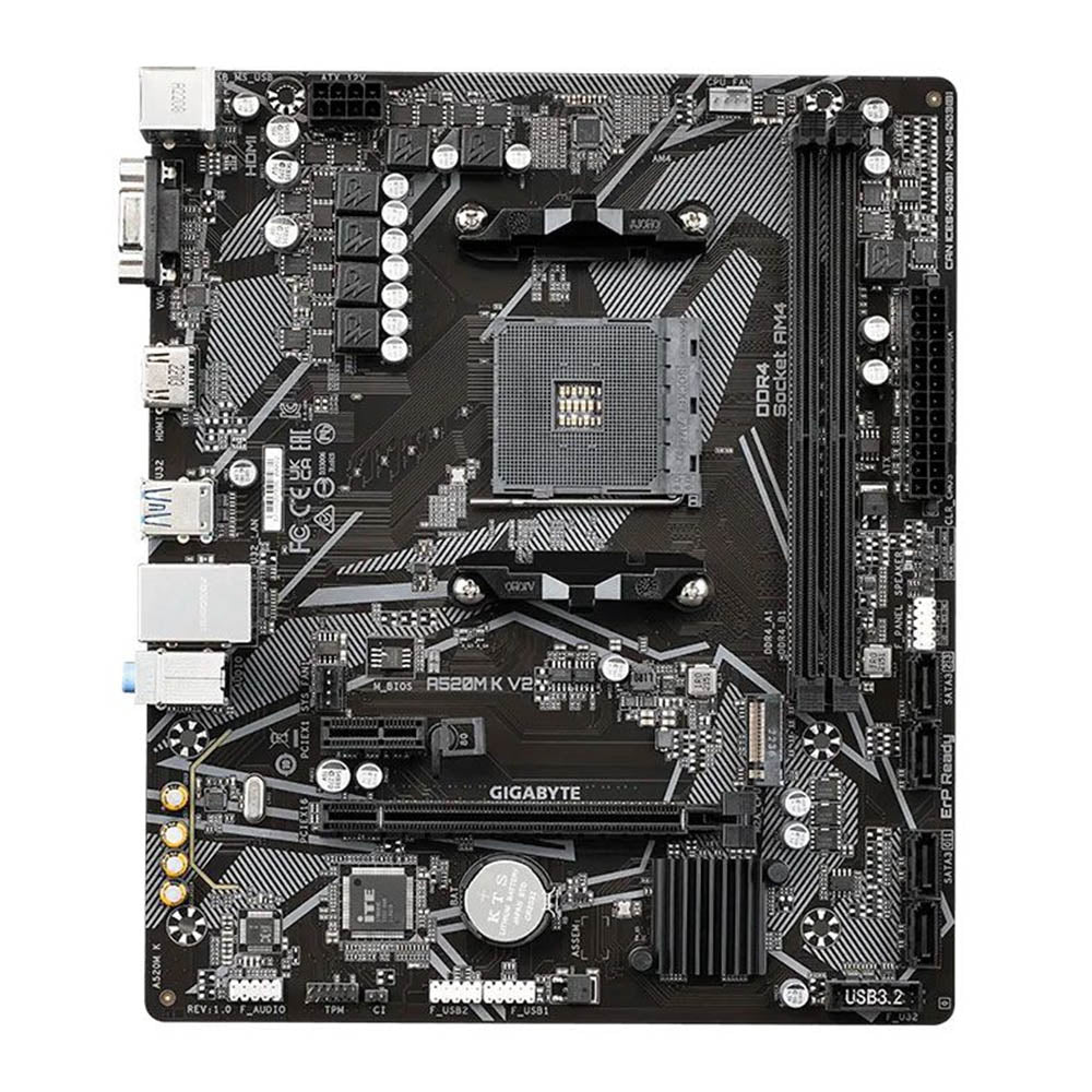Placa Mae Gigabyte A520M K V2 1.1 DDR4 Socket AM4 AMD Ryzen Vga Hdmi Usb 3.2 M.2 - A520M K V2 Truedata