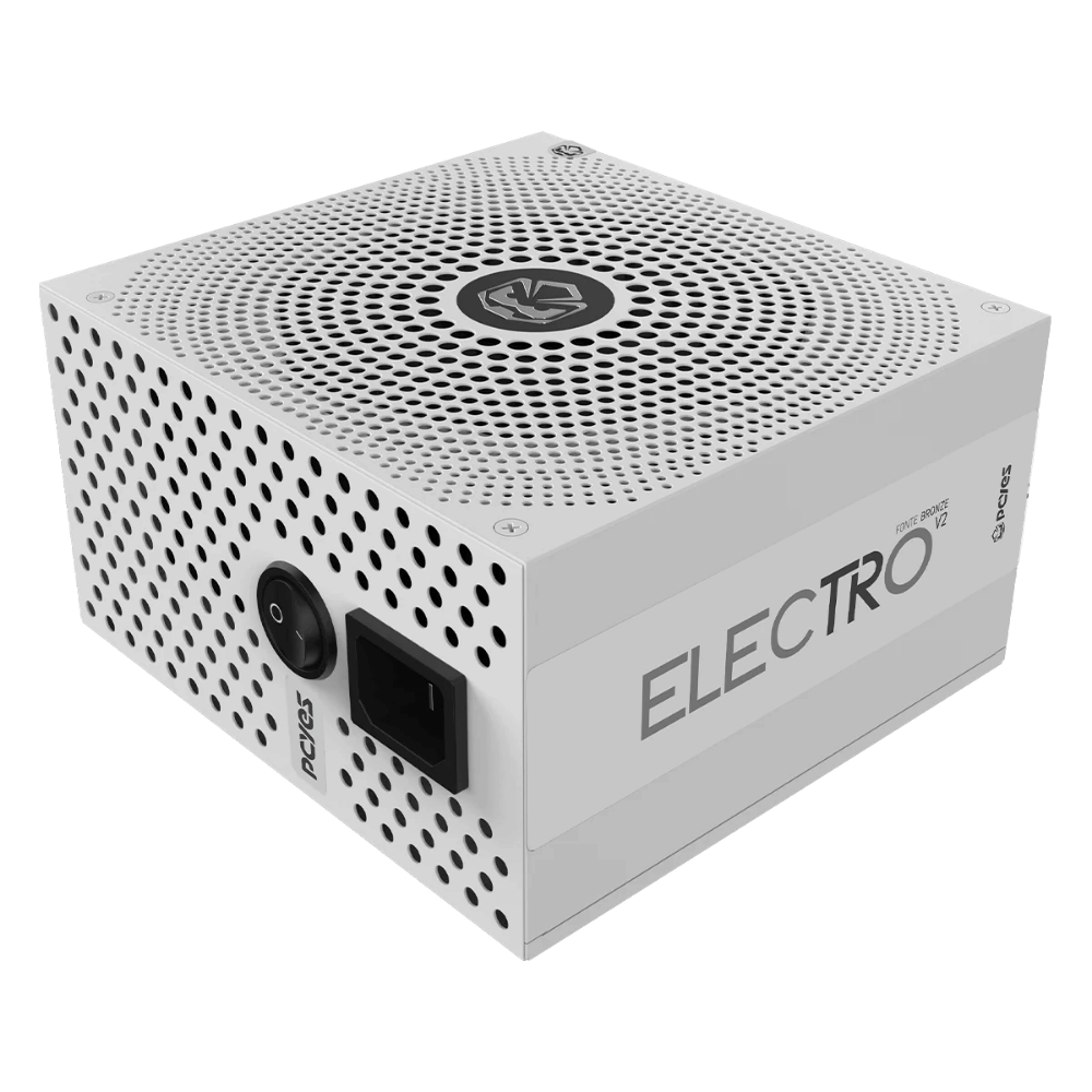 Fonte Real Gamer Atx 750w Electro V2 80 Plus Bronze PCYes Pfc Ativo White Ghost - ELECV2WG750W