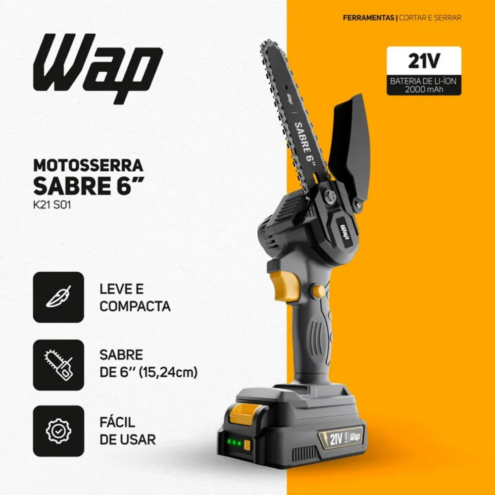 Motosserra de Sabre Wap C/ Bateria 3600rpm Bivolt - K21 S01