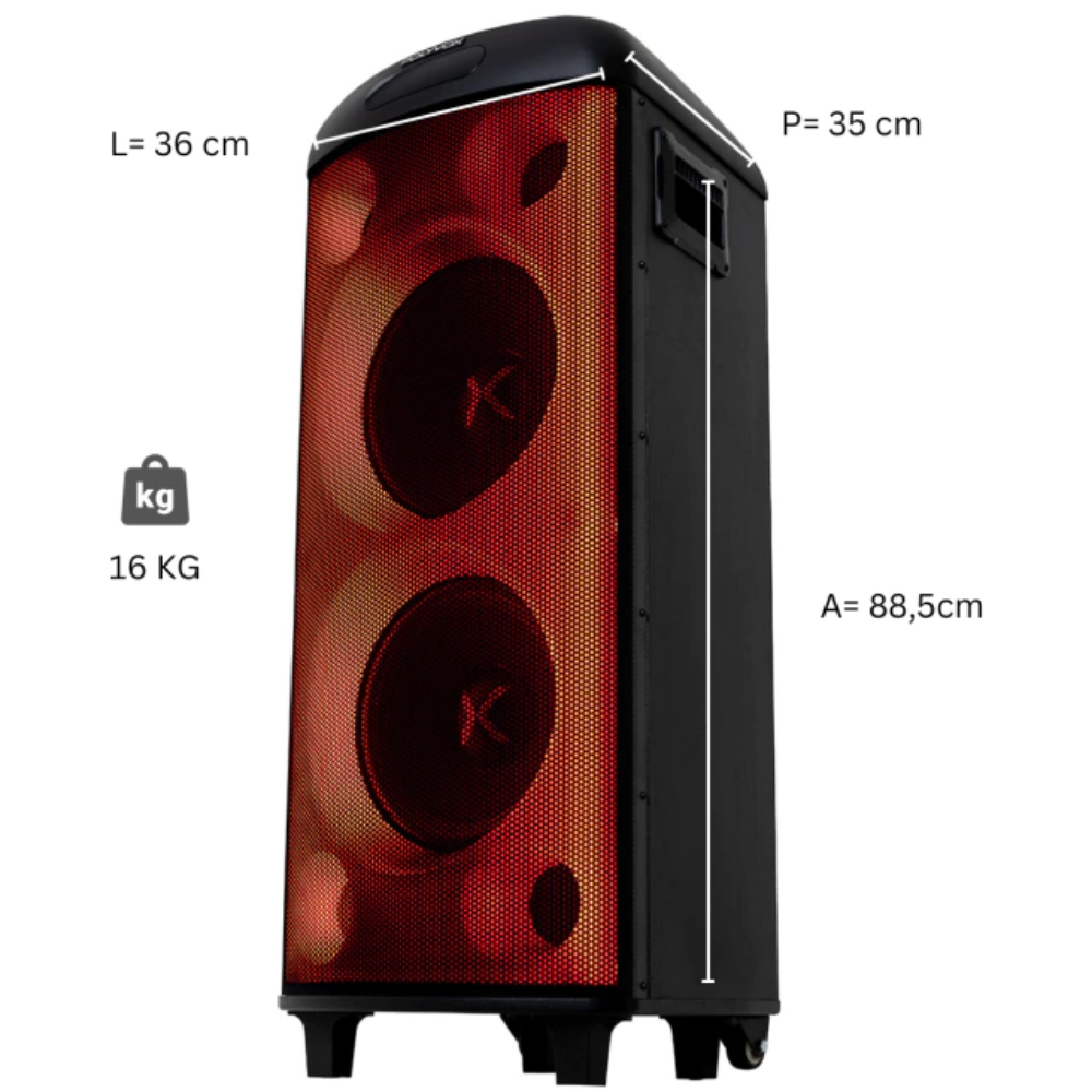 Caixa De Som Bluetooth Polyvox Torre Amplificada 2000W Full Led TWS - XT-990T