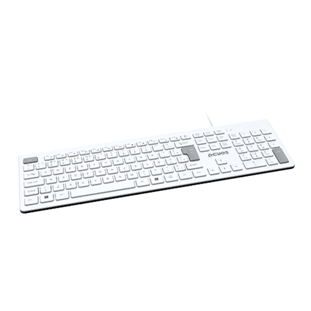Teclado Usb 2 Metros PCYes Soft Branco / Cinza - PCOSF2W