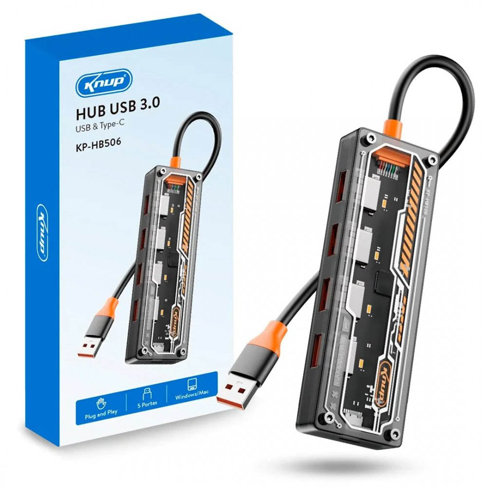 Hub USB 4x USB 3.0 / 2.0 + 1x Tipo C - KP-HB506