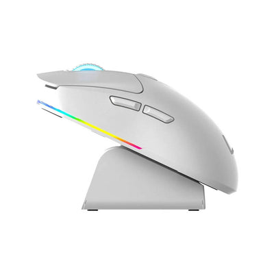 Mouse Gamer Sem Fio Recarregável C/ Base Warrior Magnus 6 Botoes 10000dpi Branco - MO422
