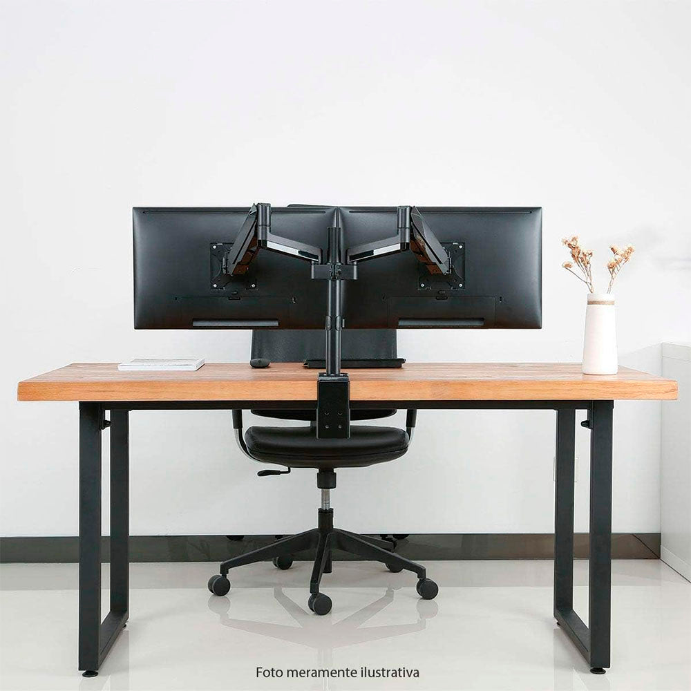 Suporte de Mesa para Dois Monitores PCYes 17" a 32" Vesa 100x100 - PLMSM02B