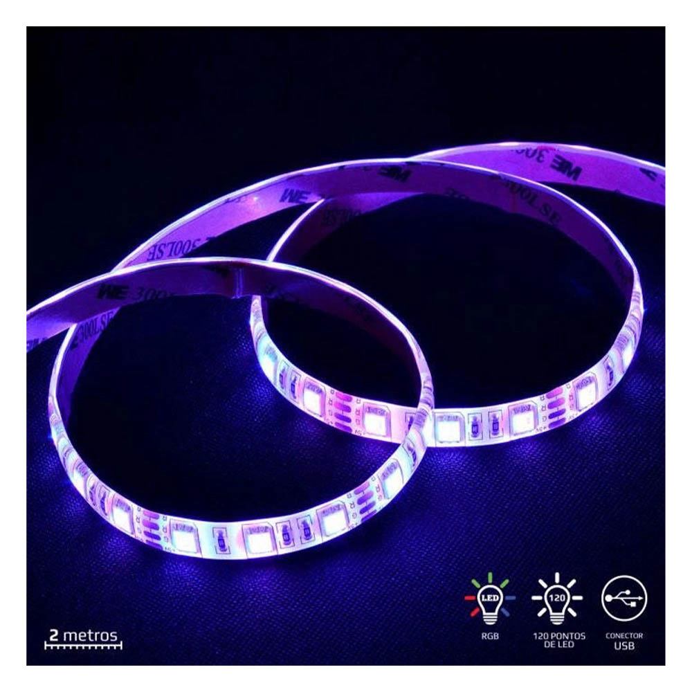 Fita Led RGB Para Gabinete VX Gaming Com Controlador 2mt - LRU2