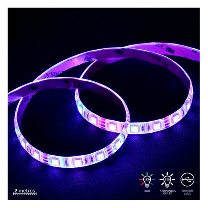 Fita Led RGB Para Gabinete VX Gaming Com Controlador 2mt - LRU2