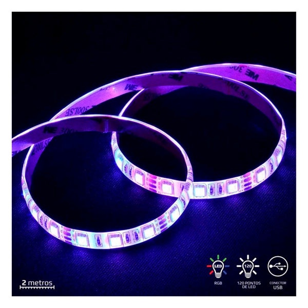 Fita Led RGB Para Gabinete VX Gaming Com Controlador 2mt - LRU2