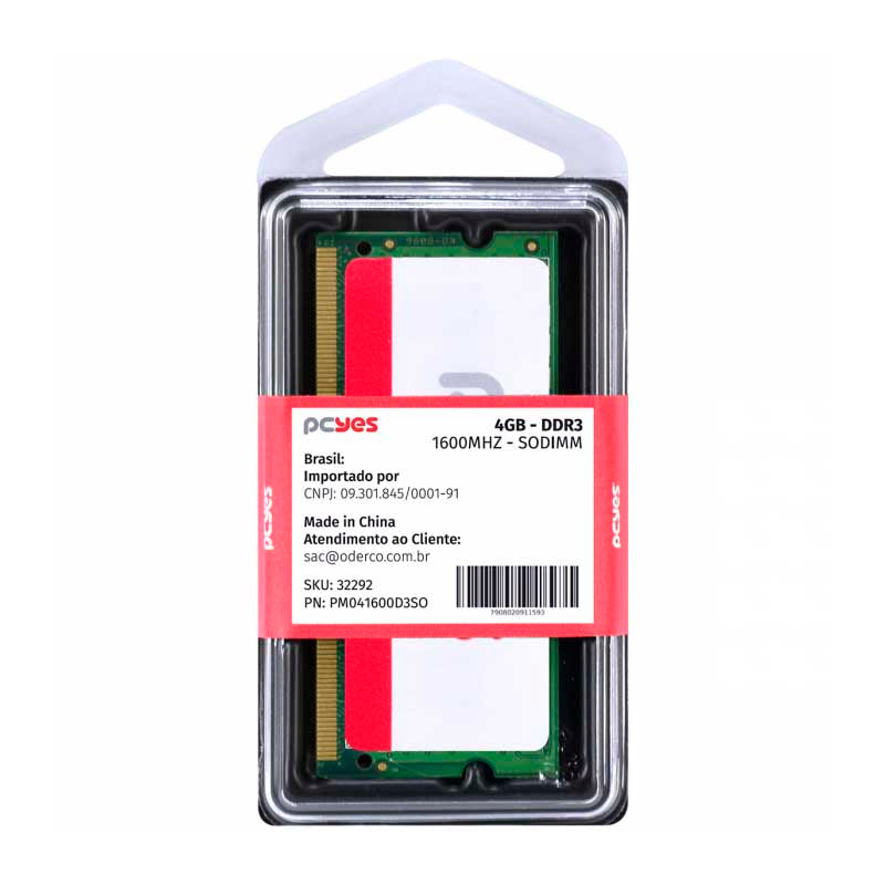 Memoria para Notebook Ddr3 4gb 1600Mhz PCYes - PM041600D3SO