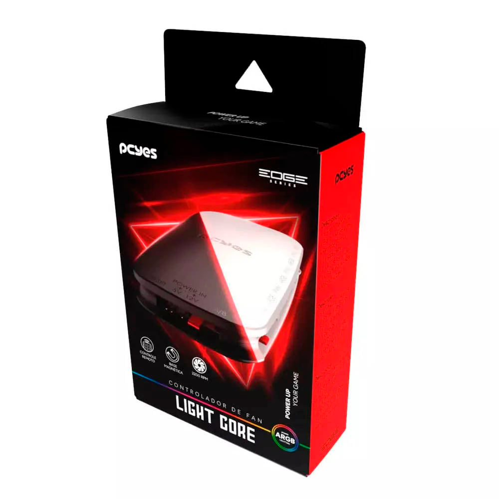 Controlador de Fans PCYes Light Core C/ Controle Remoto 9 Portas PWM + ARGB Preto - PELC9PVBR Truedata