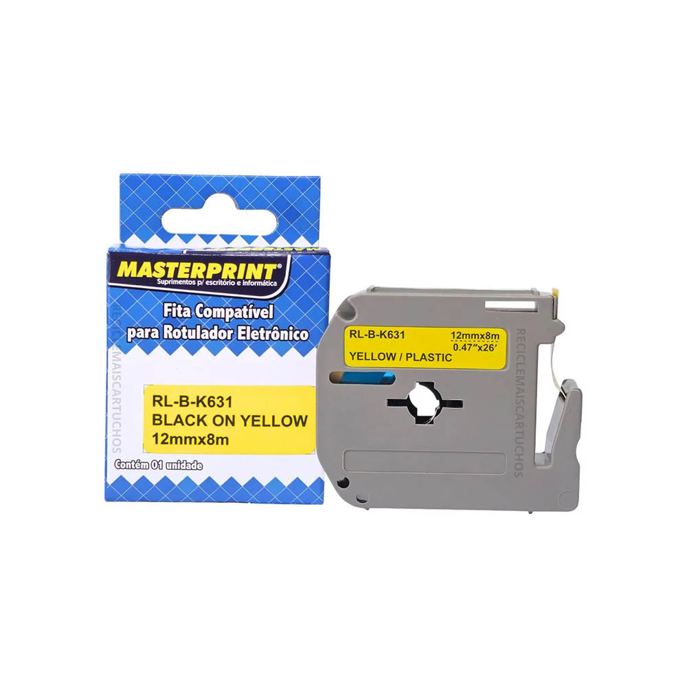 Fita Para Etiquetadora Brother M-K631 Amarela / Preta - Compativel