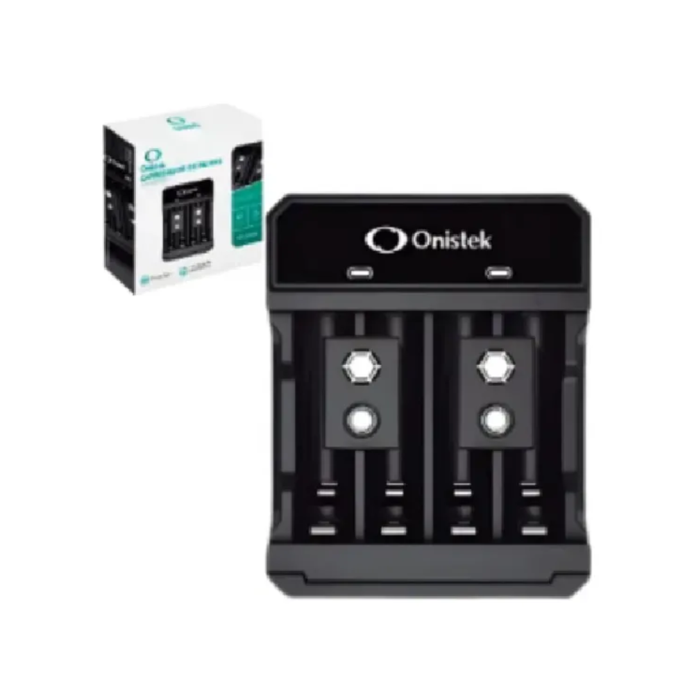 Carregador De Pilhas 4 Pilhas AA / AAA / 9V Via Usb Tipo-C Onistek ON-CP602