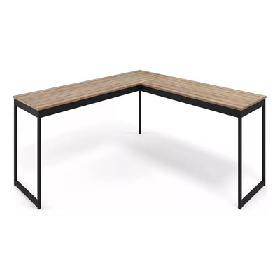 Mesa Em L Industrial De Canto em Ferro E Madeira E-led - Tampo Laminado Em Cobre