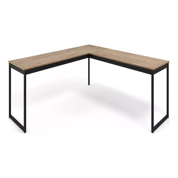 Mesa Em L Industrial De Canto em Ferro E Madeira E-led - Tampo Laminado Em Cobre