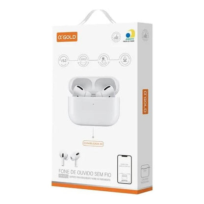 Fone De Ouvido Bluetooth aGold C/ Estojo de Carregamento + Capa Protetora BT 5.4 - FN-BT3