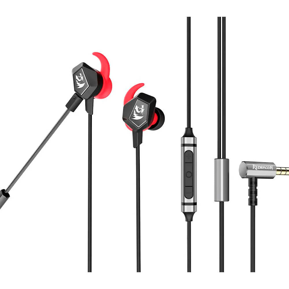 Fone de Ouvido Gamer Intraauricular C/ Microfone Gamer Redragon Bomber Elite P3 / P2 - E300 Truedata