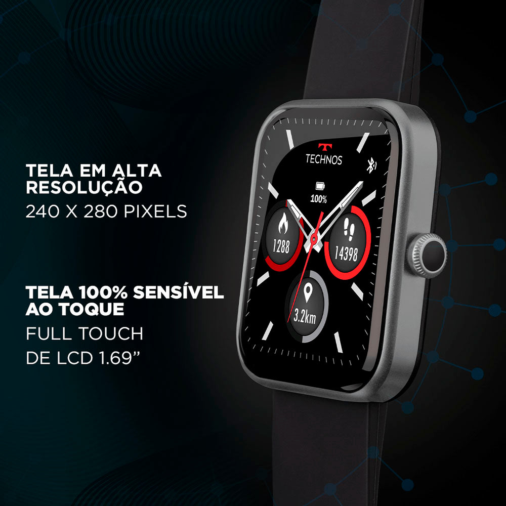 Relógio de Pulso SmartWatch Technos Connect Max Preto e Vermelho - TMAXAA/5P