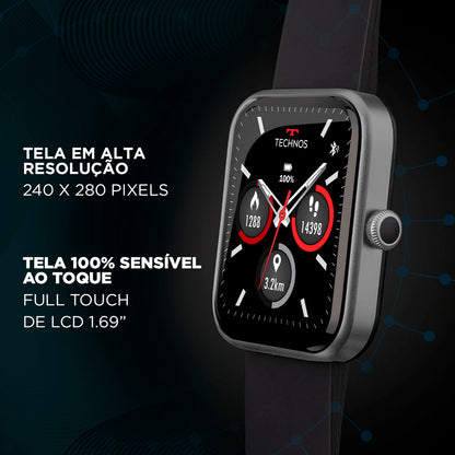 Relógio de Pulso SmartWatch Technos Connect Max Preto e Vermelho - TMAXAA/5P