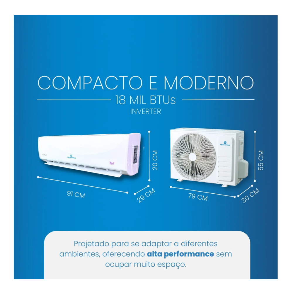 Ar-Condicionado Split Pop Tech Save 18.000 BTUs Frio Techfrio 220V