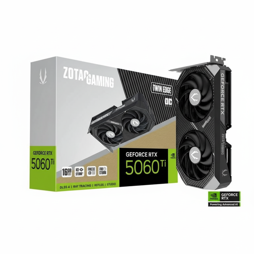 Placa De Video 16Gb RTX 5060 Ti Gddr7 Zotac Nvidia Geforce Twin Edge 128bits 3x Displayport 1x Hdmi - ZT-B50620H-10M
