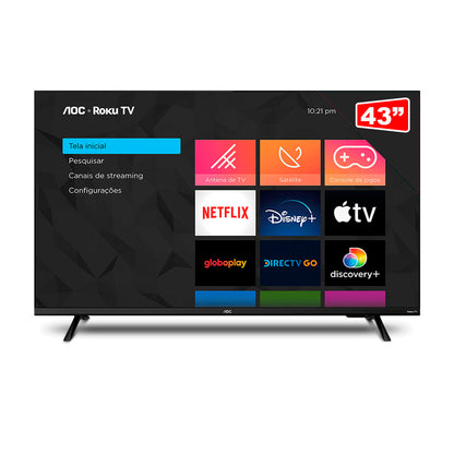 Smart TV Led AOC Roku TV 43" Full HD Wi-fi USB HDMI Conversor Digital - 43S5135/78G