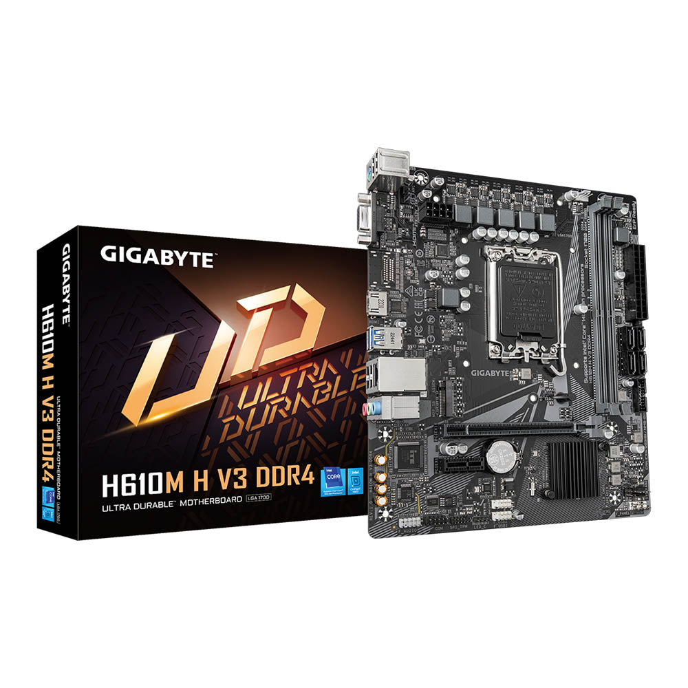Placa Mae Gigabyte H610M H V3 Matx Intel Lga 1700 Ddr4 Hdmi USB 3.2 D-Sub M.2 (12a até 14a Geração)