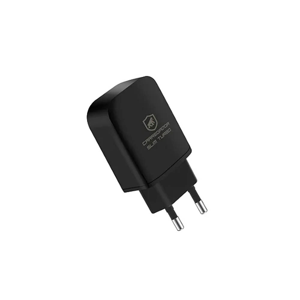 Kit Carregador de Parede Turbo Slim + Cabo Nylon Kevlar Preto USB Tipo C / USB 1,5m GShield - GS-8326
