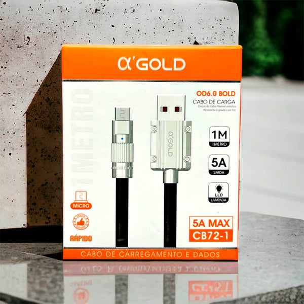 Cabo Usb V8 Para Celular 1mt aGold Preto - CB72-1