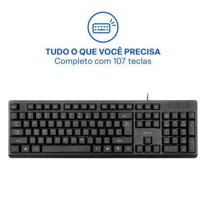 Kit Teclado E Mouse Com Fio Multi CF600 USB Preto - TC609