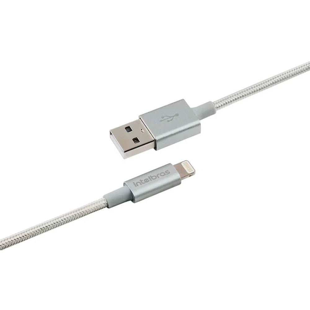 Cabo Usb-A Macho P/ Lightning Macho 1,5mt Intelbras em Nylon Branco 15NB - 4830061