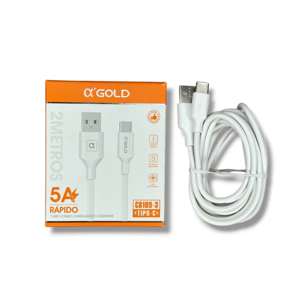 Cabo de Dados Usb p / Usb Tipo C aGold 5A 2 Metros - CB109-3