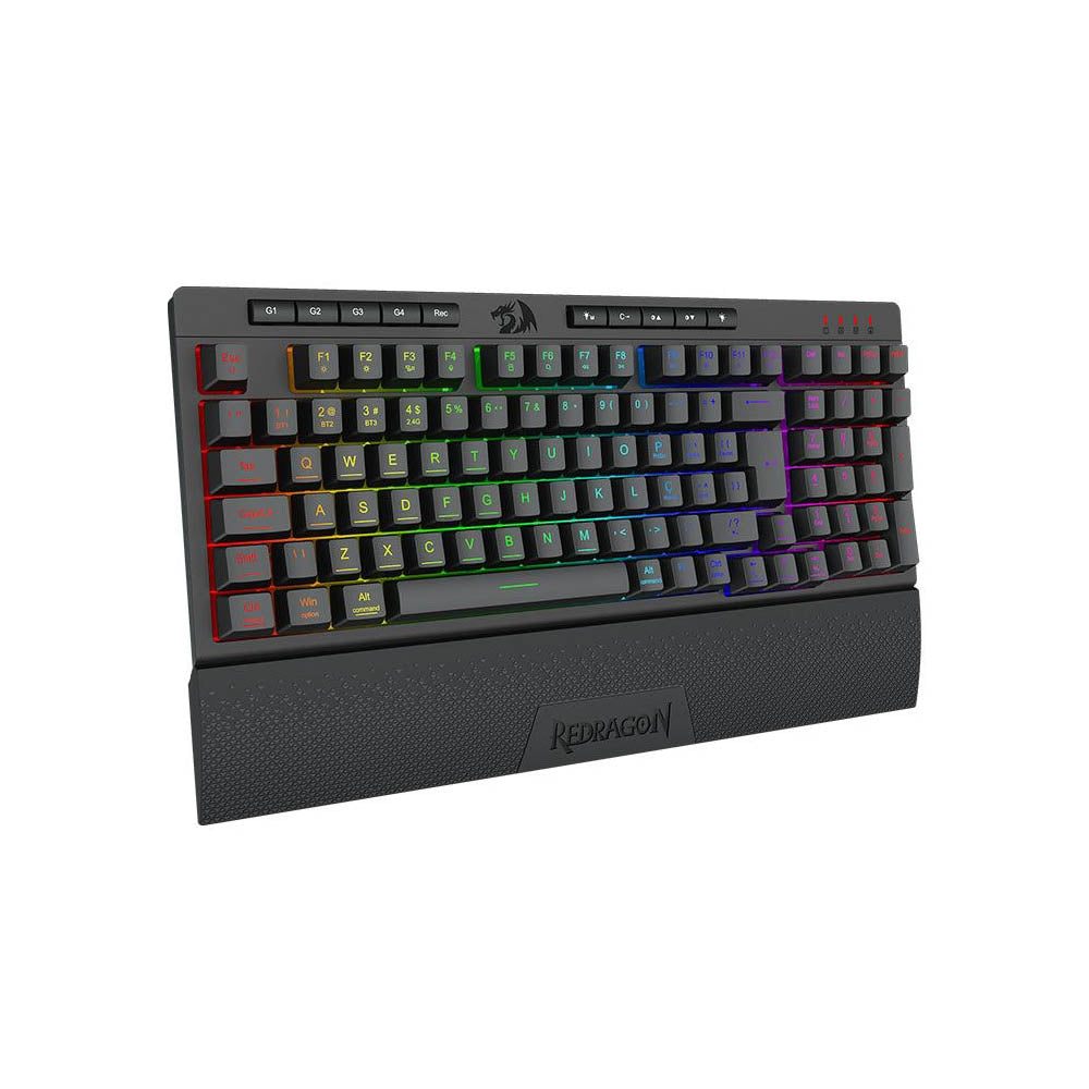 Teclado Gamer Membrana Redragon Shiva 98 RGB Preto C/ Apoio de Pulso - K515-RGB Truedata