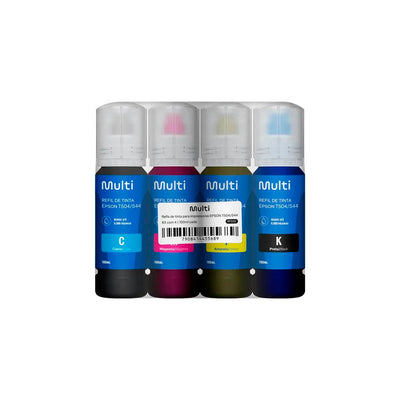 Kit Refil de Tinta Multi para Impressoras Epson T504 / T544 100ml c/ 4 Cores - RF032