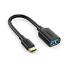 Cabo  Adaptador USB-C Macho p/ USB Fêmea 3.0 OTG Preto  - US154