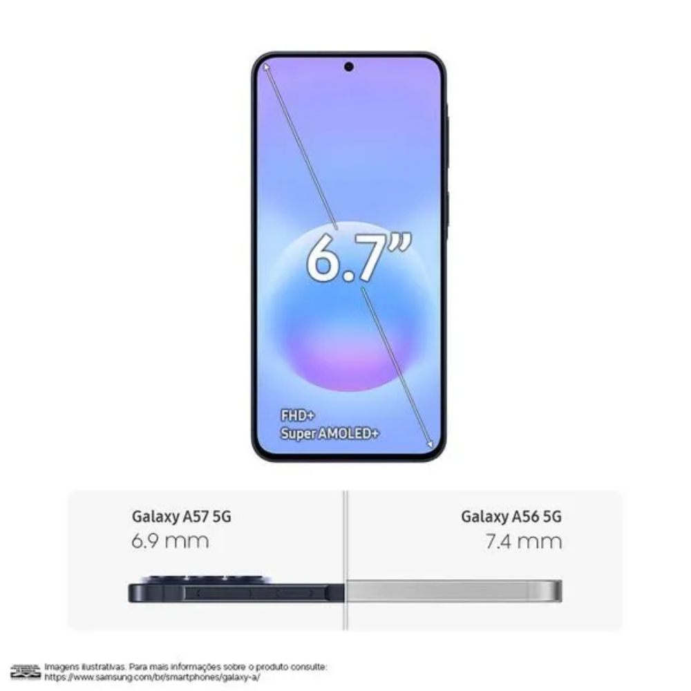Smartphone Samsung Galaxy A57 5G 256Gb 8Gb Tela 6.7" Cinza - SM-A576B/DS