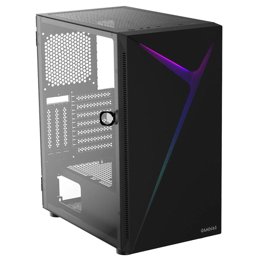 Gabinete Gamer Gamdias Mid Tower Argus E4 Elite RGB Preto Com Lateral em Vidro Temperado S/Fans