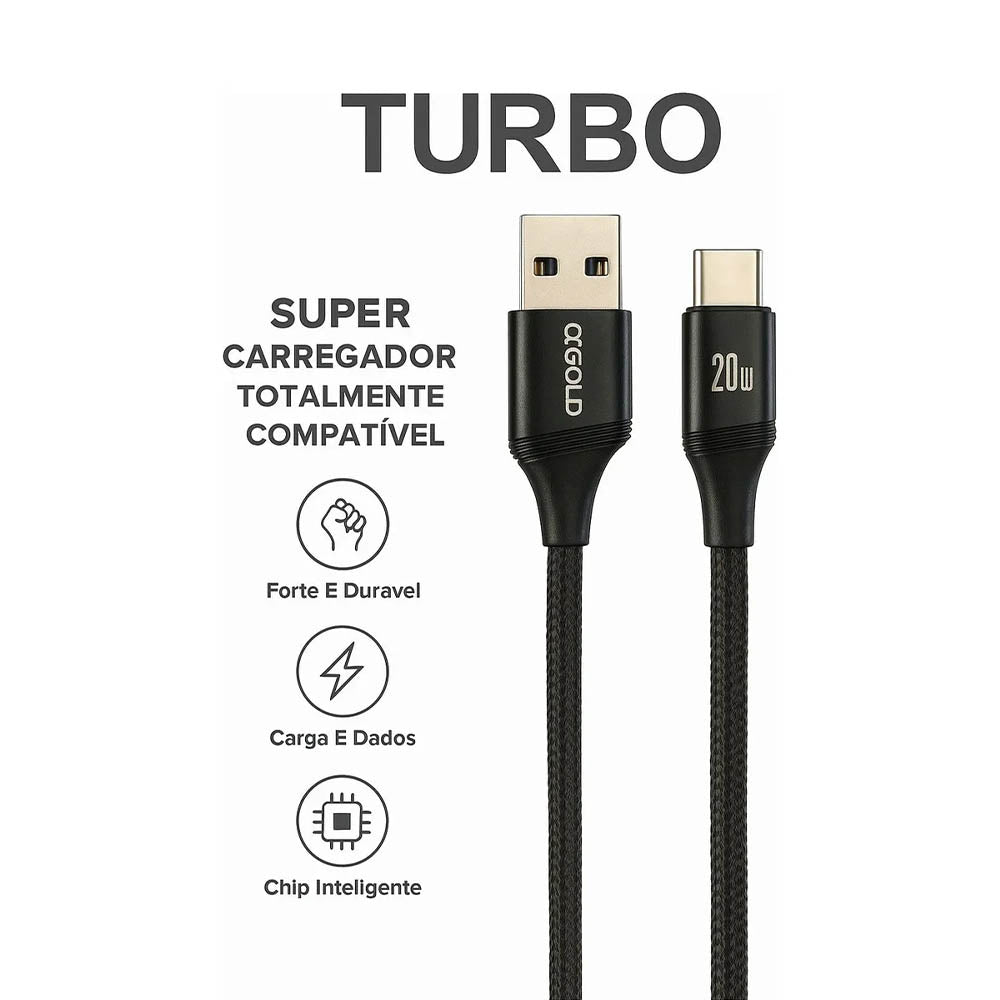 Cabo de Dados USB Tipo C 1m 20w aGold - CB78-3